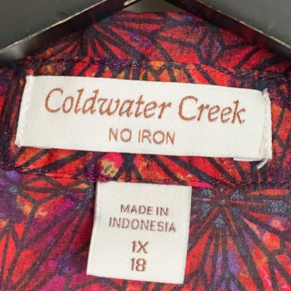 Coldwater Creek Women's Button Down Blouse Sz 1x/18 Red Purple Fall Transition - Picture 2 of 6